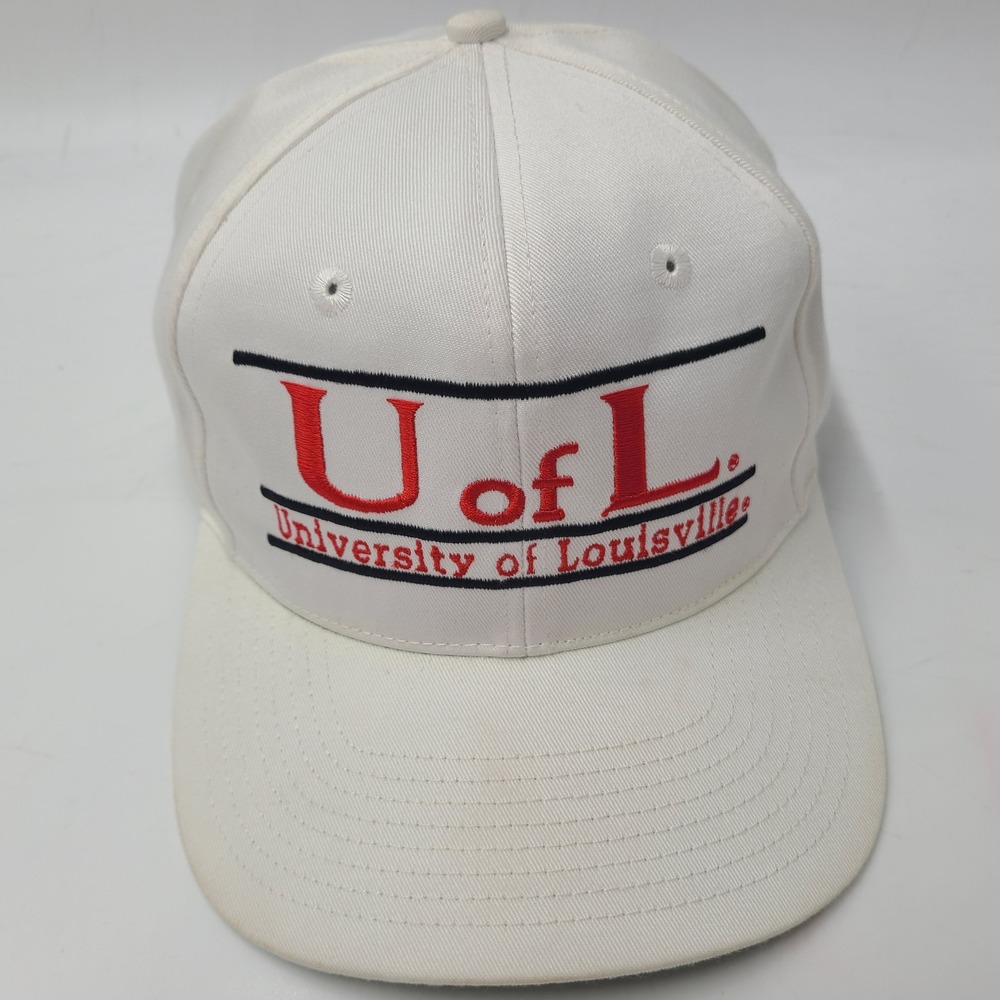 Vintage Louisville‎ Cardinals Hat Snapback The Game Split Bar White Red NCAA Men